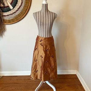 ❤️Copper Silk Dragonfly Embroidered Midi Skirt, Y2K, Modest, Fairycore